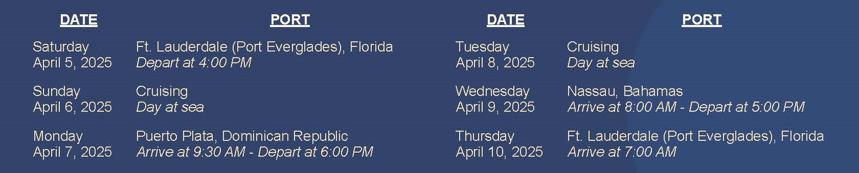 The 2024 fmiAgent Point Awards Cruise Schedule