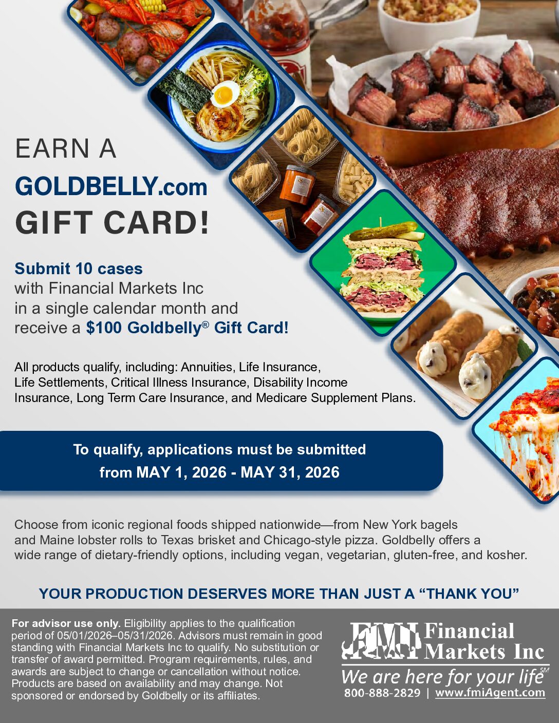 Earn a $100 Goldbelly Gift Card for Submitting Cases to Financial Markets Inc