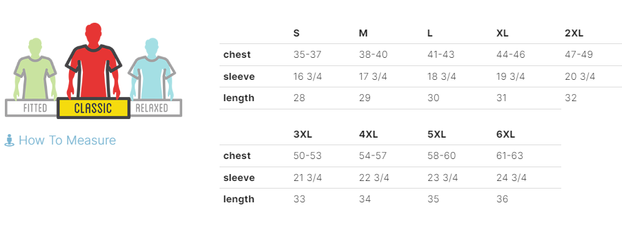 T-shirt size Guidelines